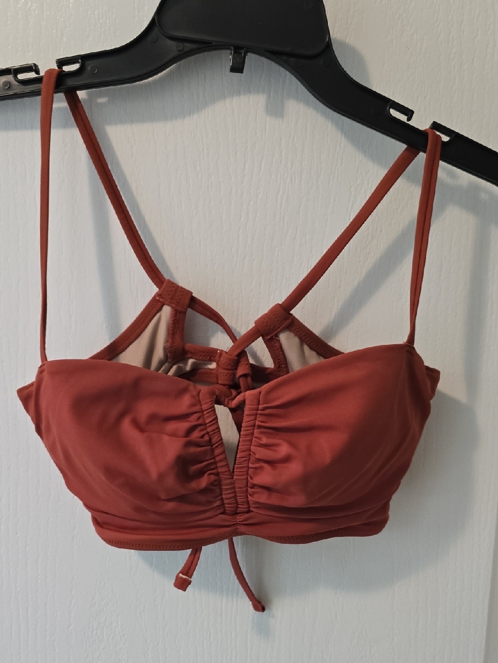 Women's Rust Red Bralette Bikini Top - Adjustable Strappy Swimwear